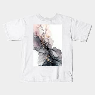 Grey Delight - Abstract Alcohol Ink Art Kids T-Shirt